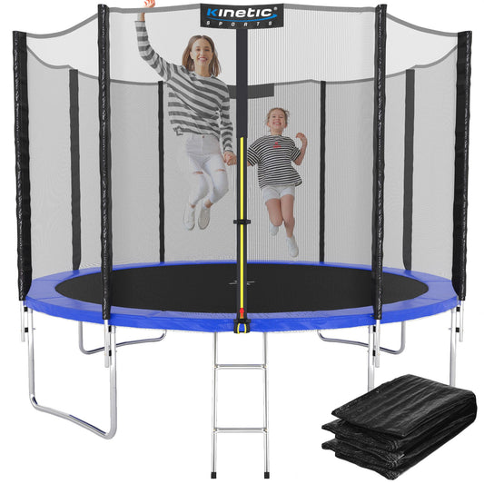 Trampolin Outdoor ‘Salto Plus’ Ø 183–490 cm – Komplett-Set mit Sicherheitsnetz, Randpolster & Leiter, bis 160 kg